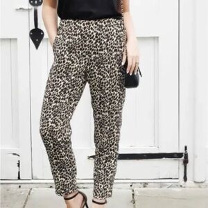 J.Crew Outlet Womens Jamie Leopard Animal Print Trousers Pant w/ Slant Pockets 4